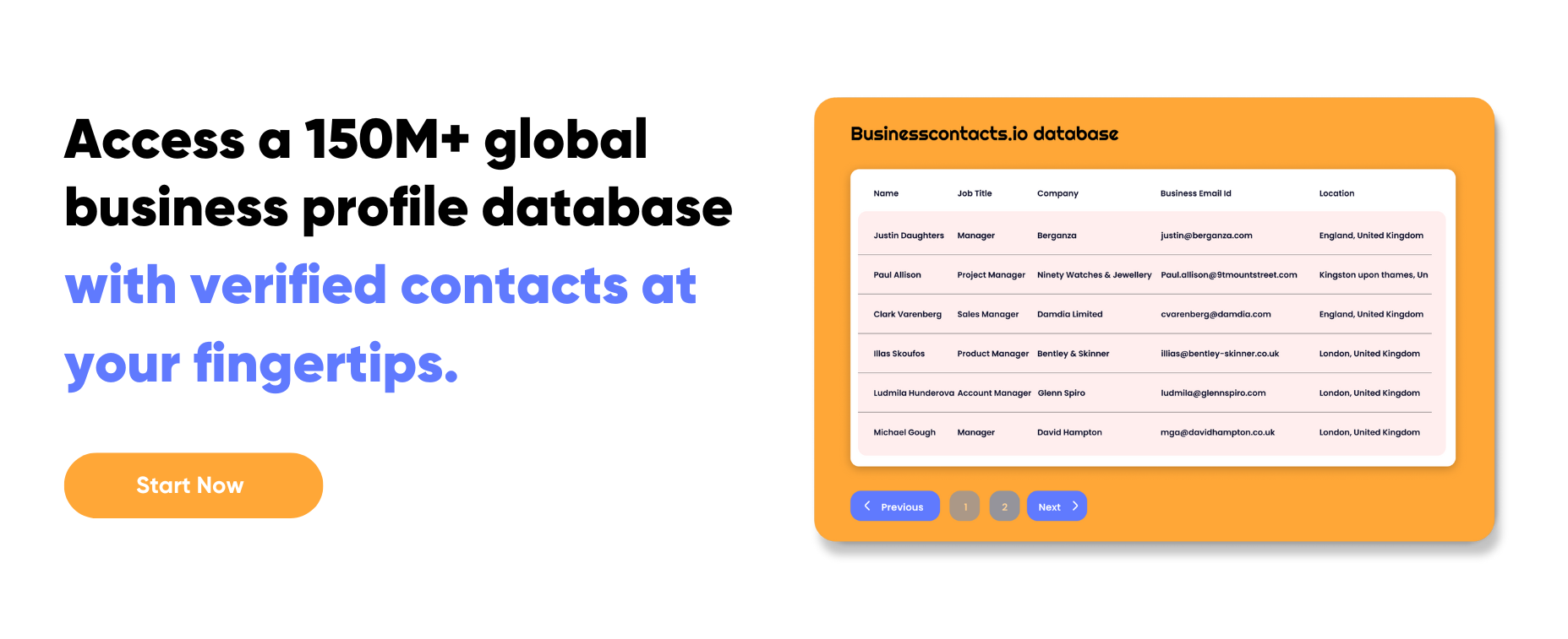 BusinessContacts.io - 150M+ Database of verified Business phone numbers and email Contacts